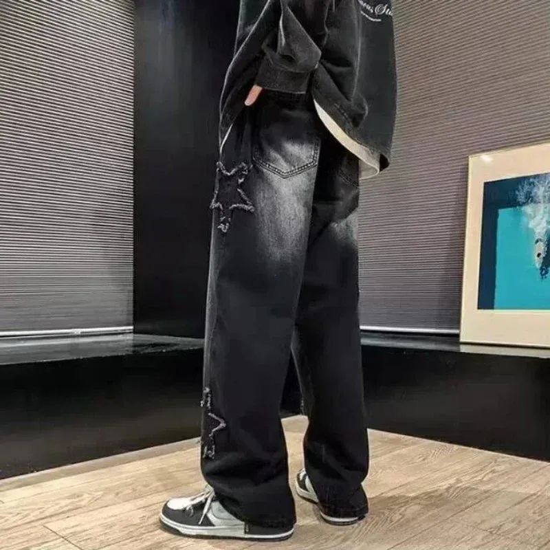 Stars Patchwork Y2K Tassel Jeans – Men's Hip Hop Streetwear