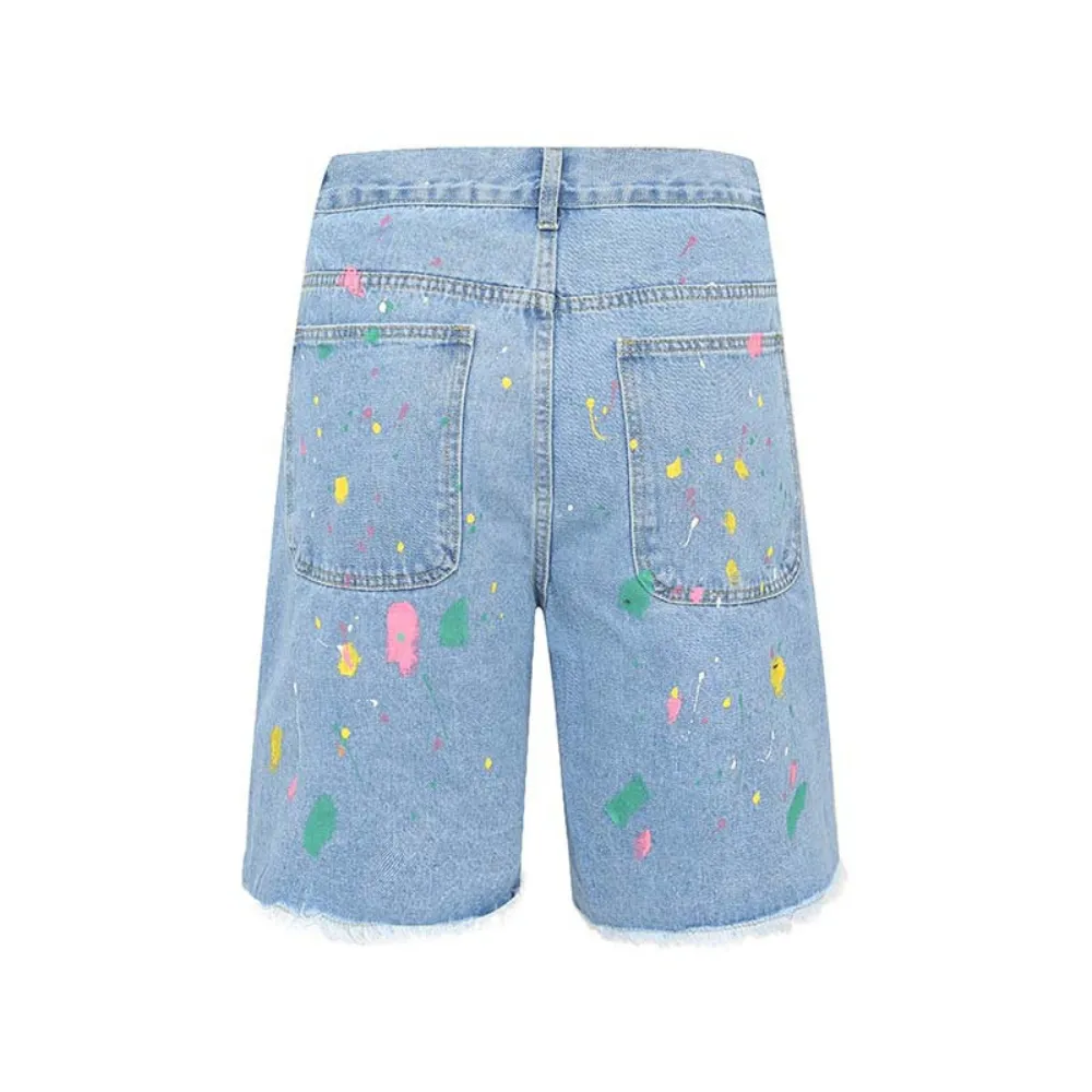 Street Patch Flower Embroidered Shorts