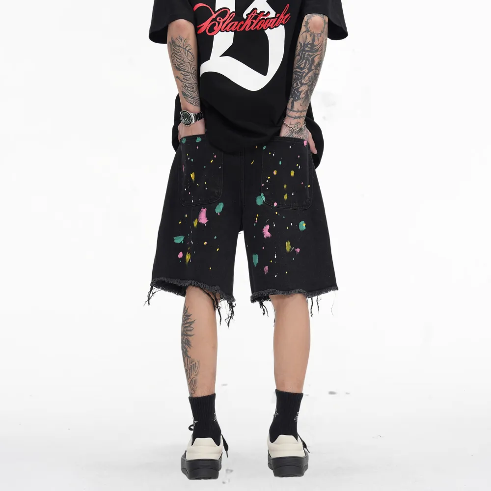 Street Patch Flower Embroidered Shorts