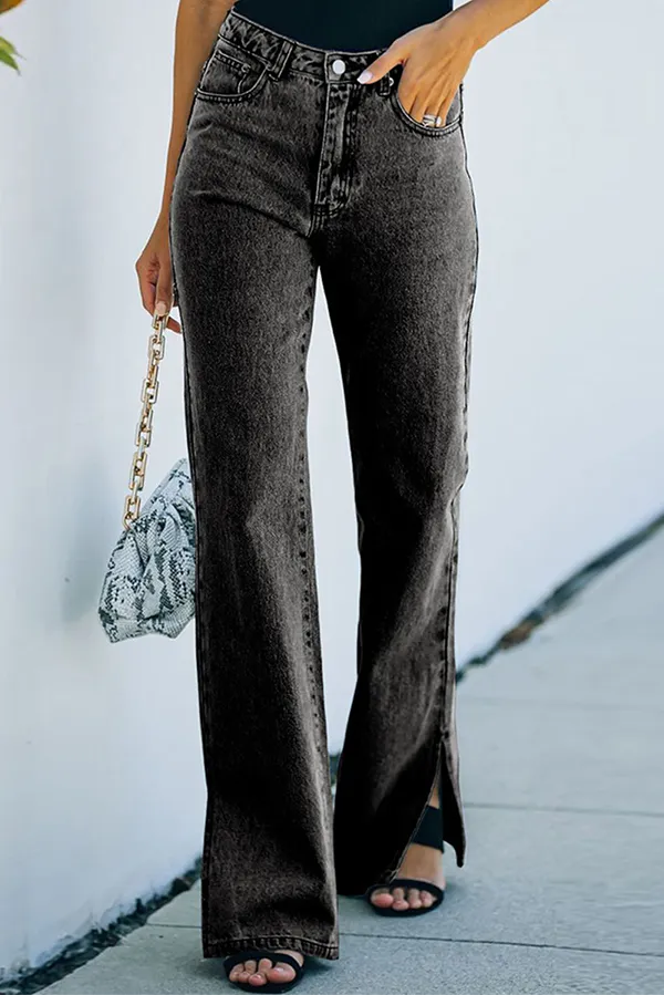 Street Solid Patchwork Slit Speaker Solid Color Bottoms
