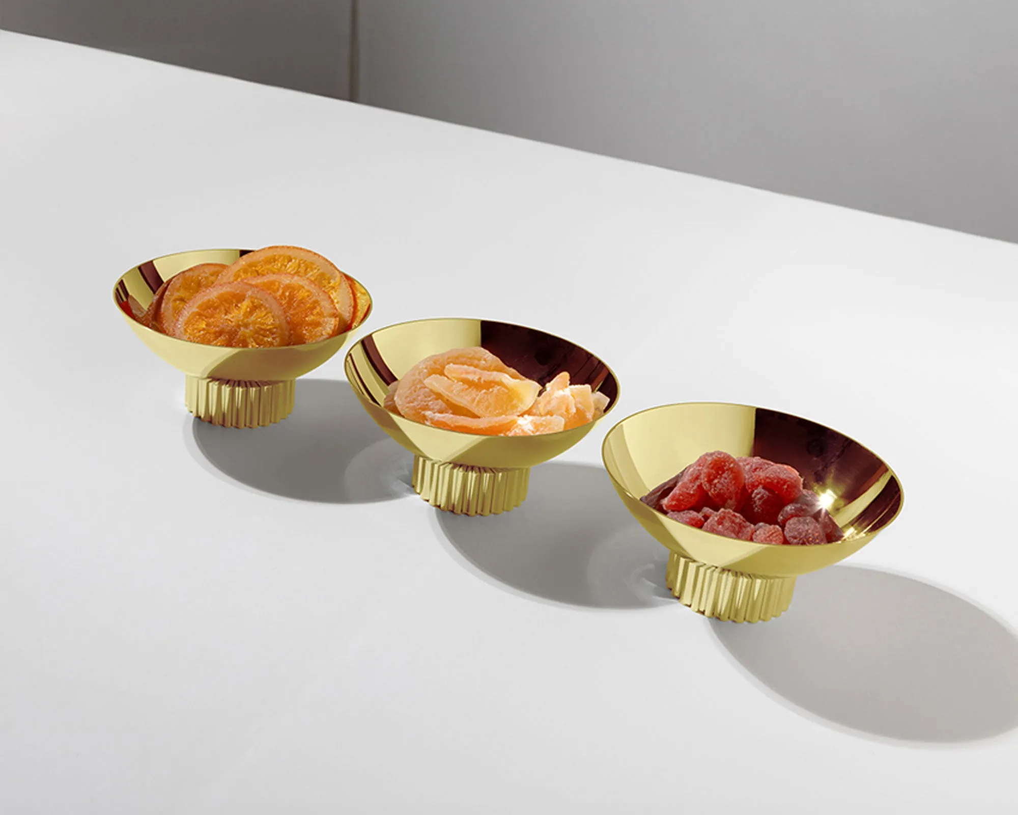Striations Trio Bowl Set Gold