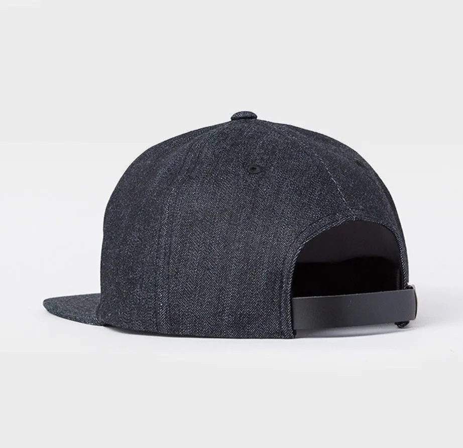 Stussy Basic Logo Smooth Denim Strapback Cap Black