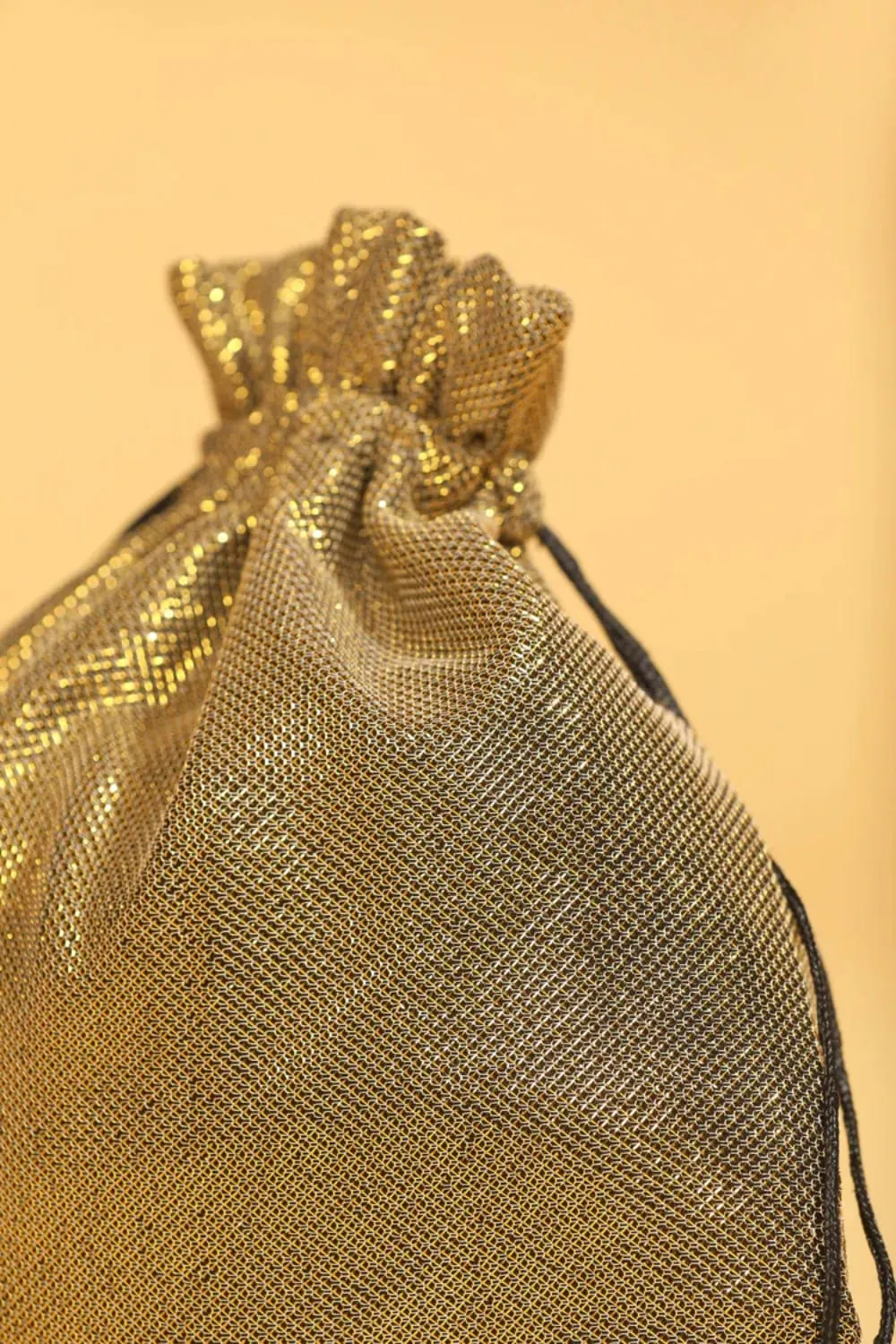 Stylish Golden Wedding Clutch Potli Bag for Ladies with Drawstring