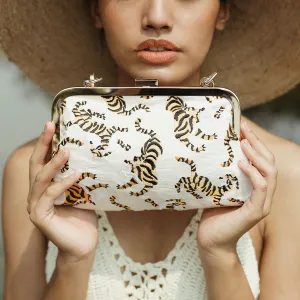 Sumatran Tiger Cotton Clutch-Ivory White