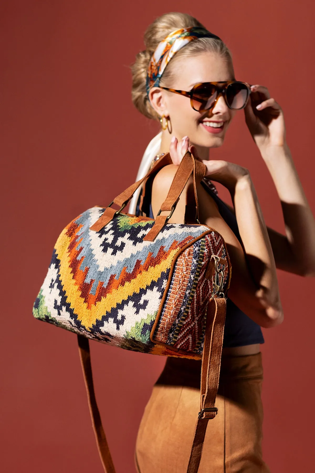 Sunset Weave Boston Bag