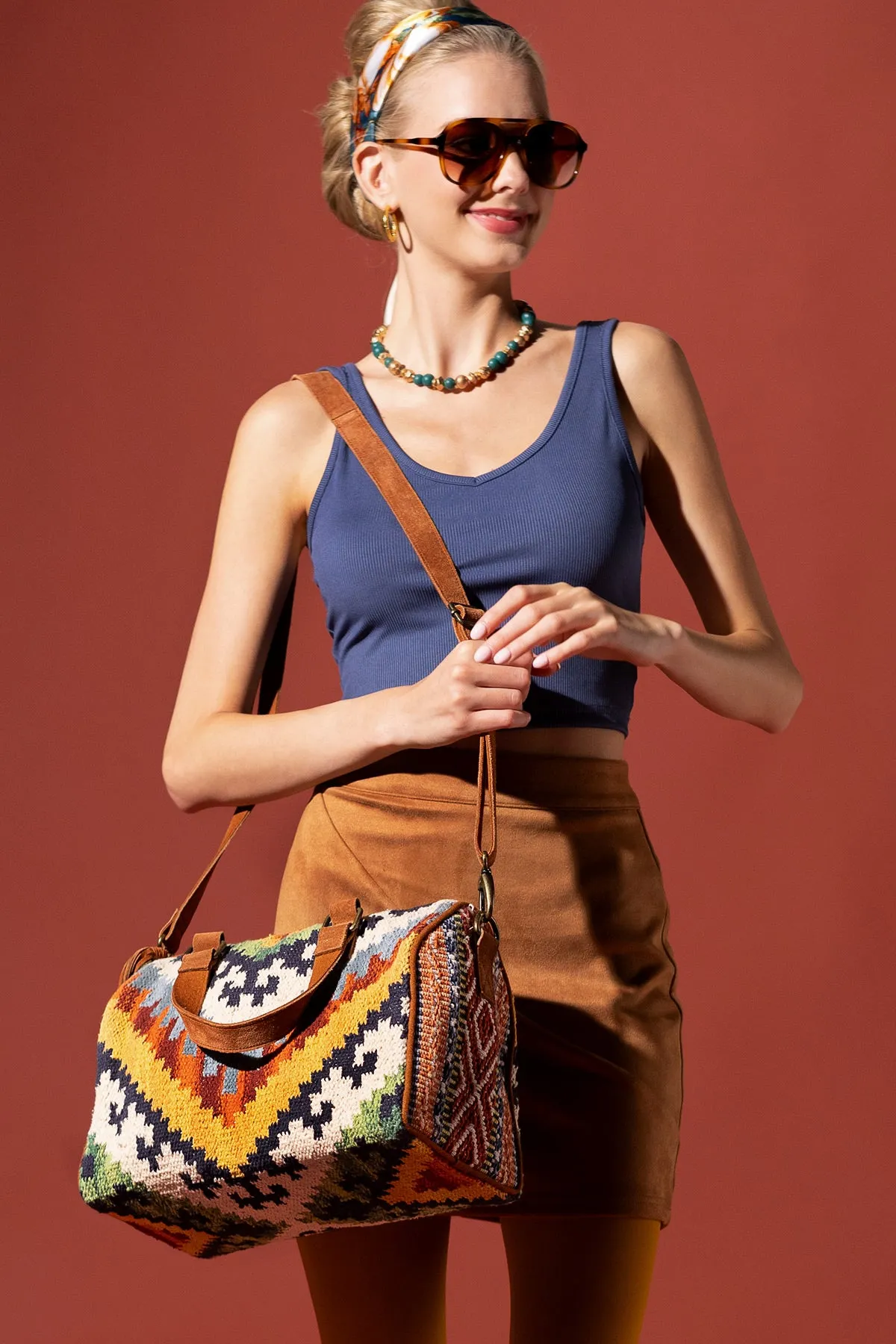 Sunset Weave Boston Bag