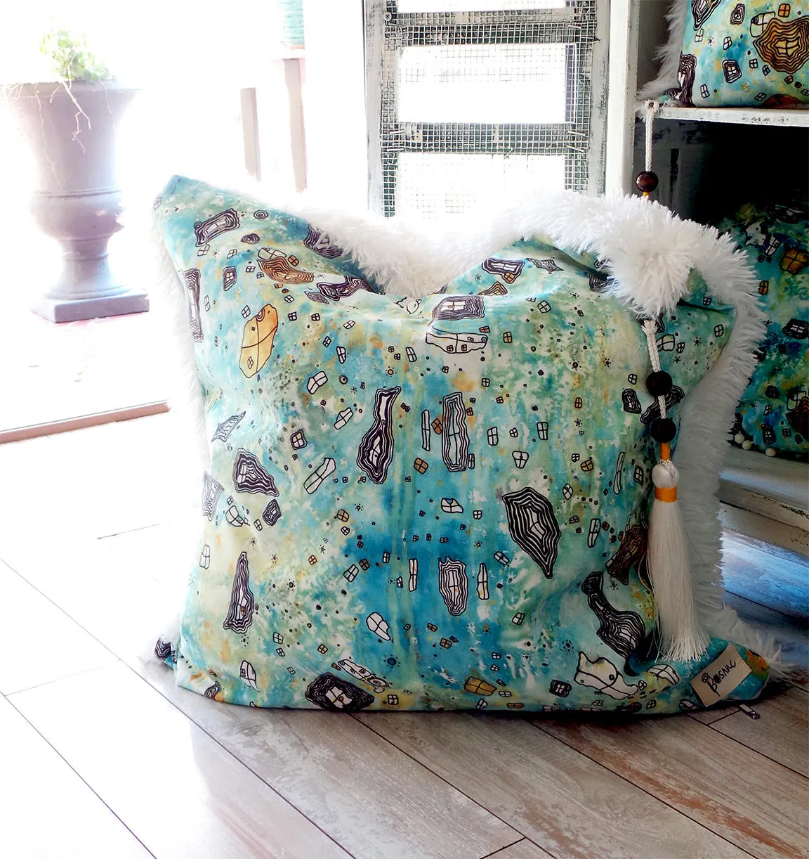 'Surreal Sky' large shag art pillow