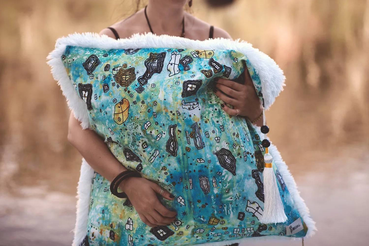 'Surreal Sky' large shag art pillow