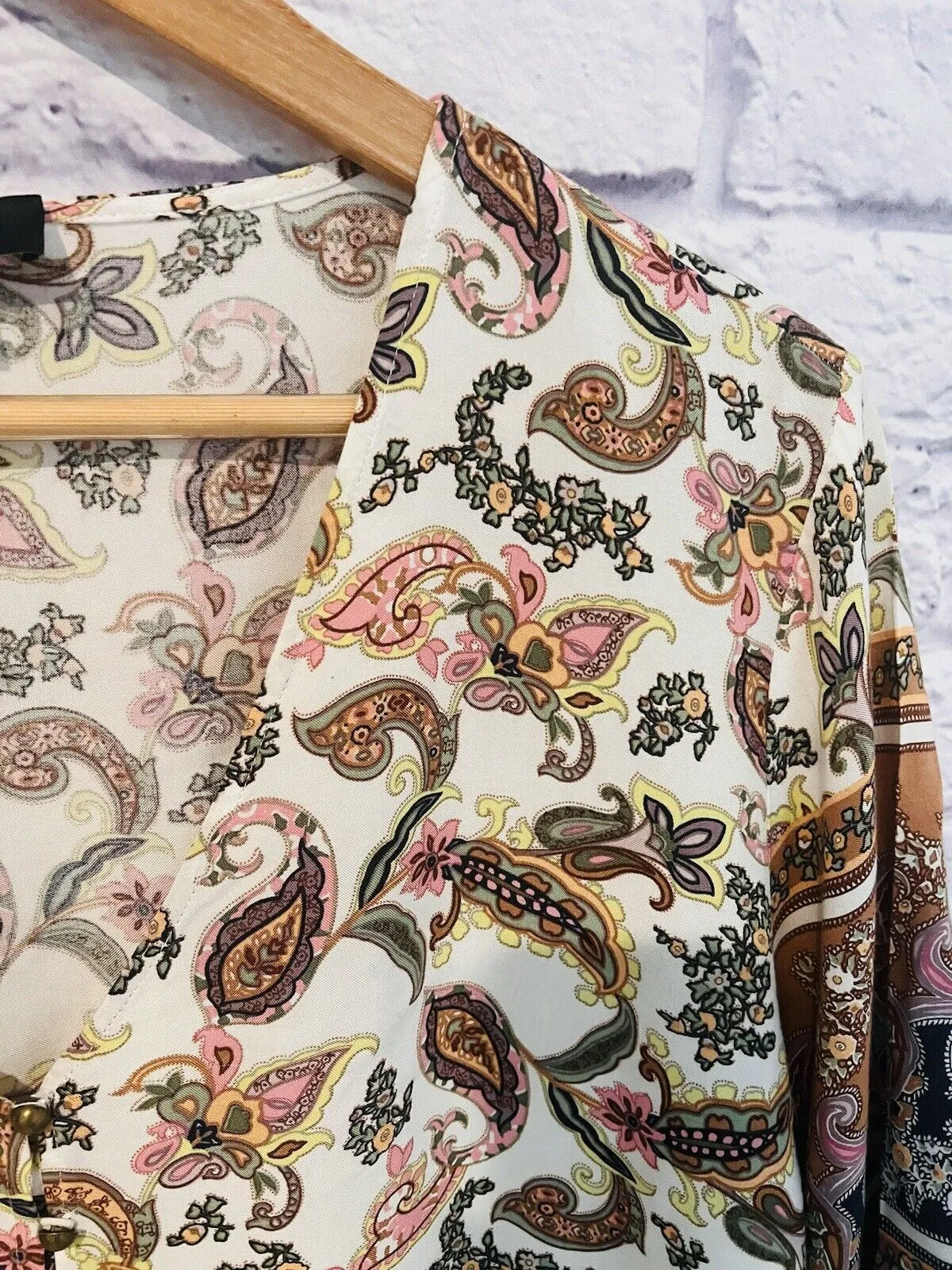 SUZANNE BETRO Floral Tunic Blouse Sz 2X V-Neck Paisley Long Sleeve Top Boho