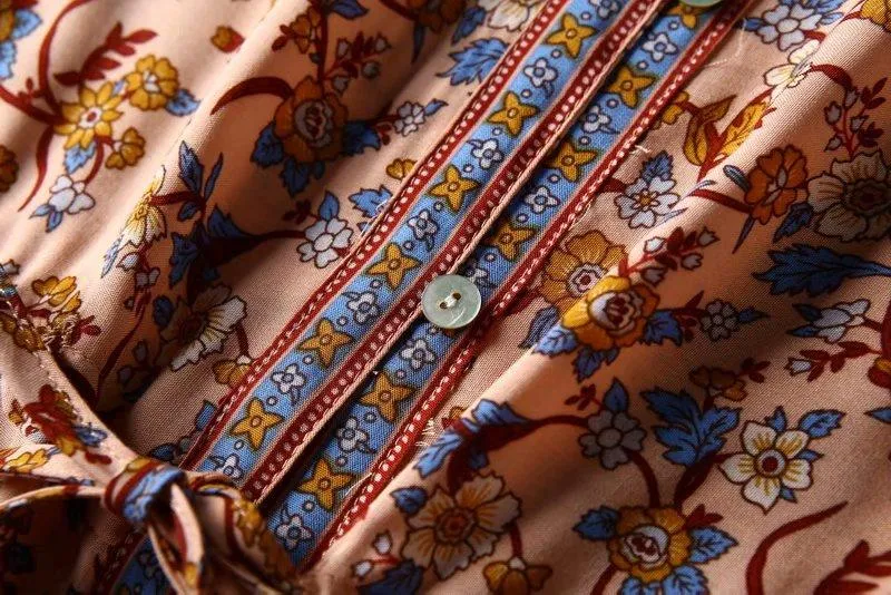 SYBIL Bohemian Floral Print Mini Dress
