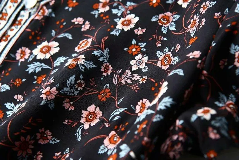 SYBIL Bohemian Floral Print Mini Dress