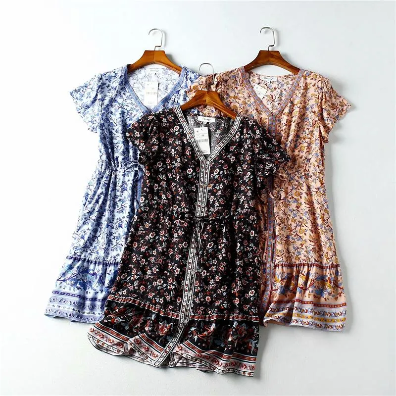 SYBIL Bohemian Floral Print Mini Dress