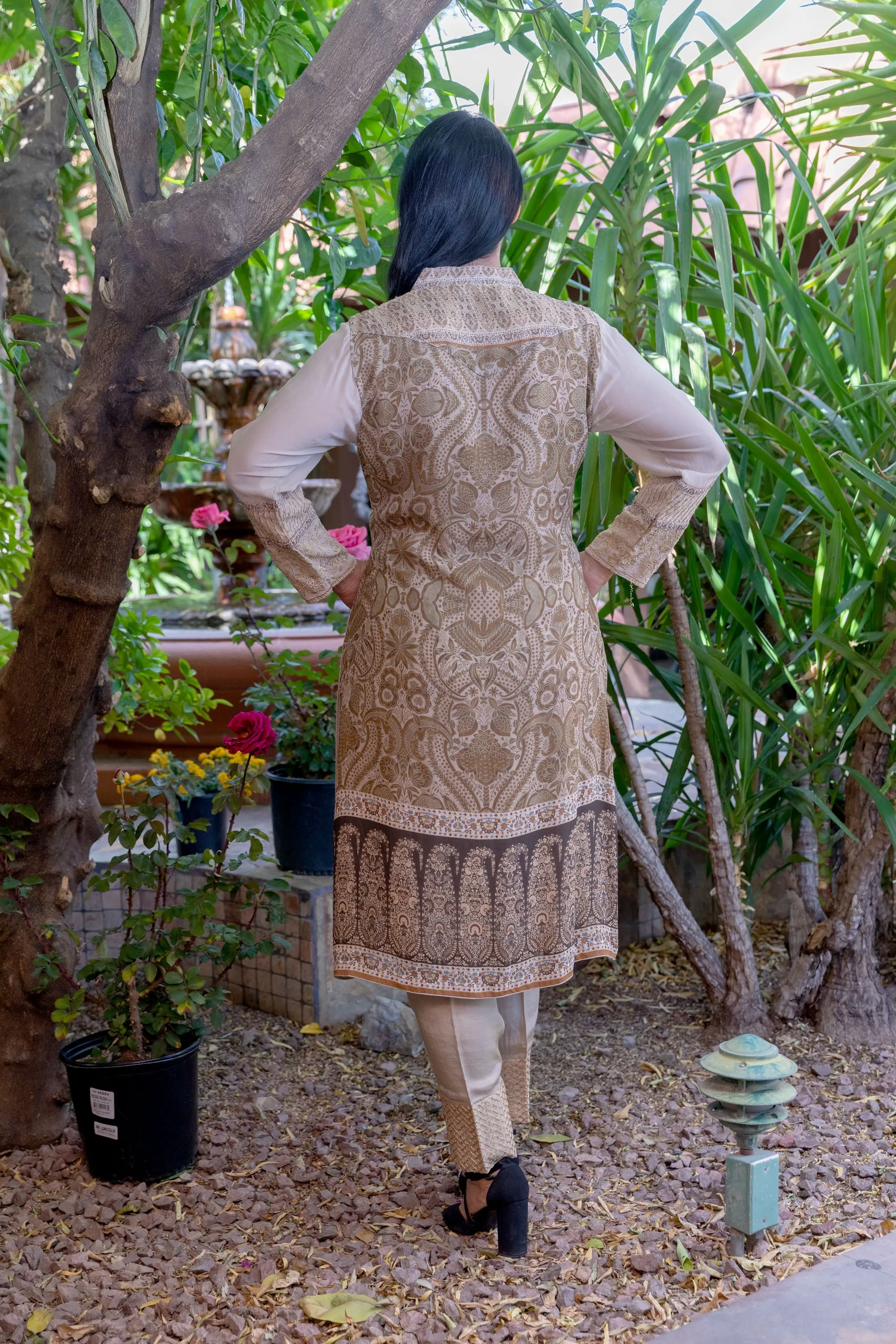 Tan Chiffon & Georgette Suit