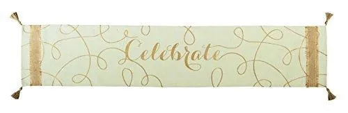 Tan Metallic Gold Celebrate Table Runner
