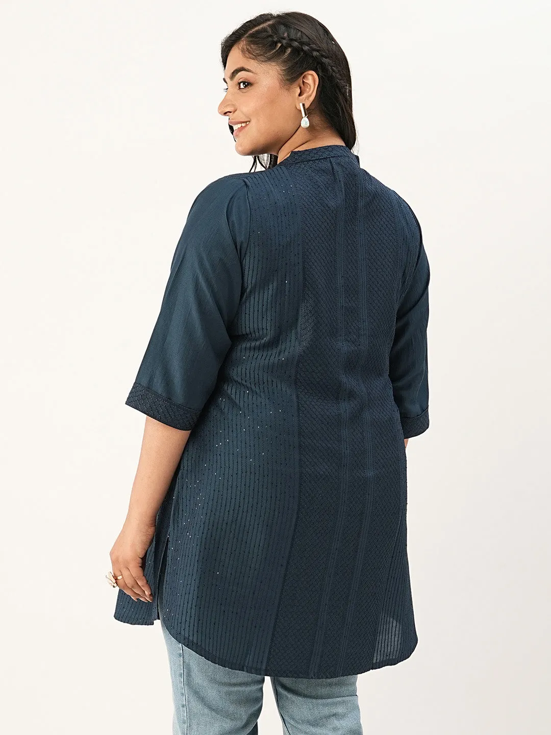 Teal Ethnic Wear Chanderi Silk Straight Tunics for Ladies - Zola