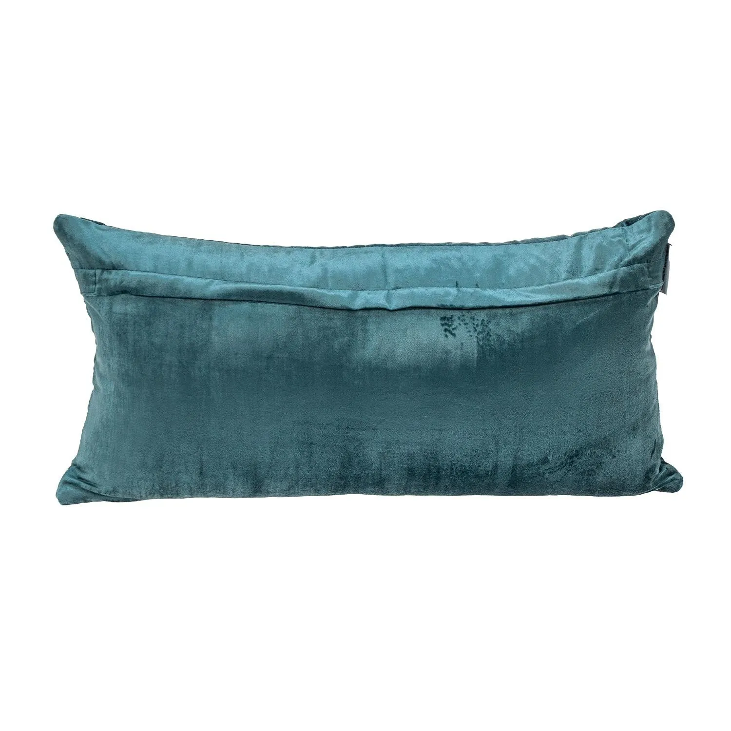 Teal Quilted Diamonds Velvet Solid Color Lumbar Pillow