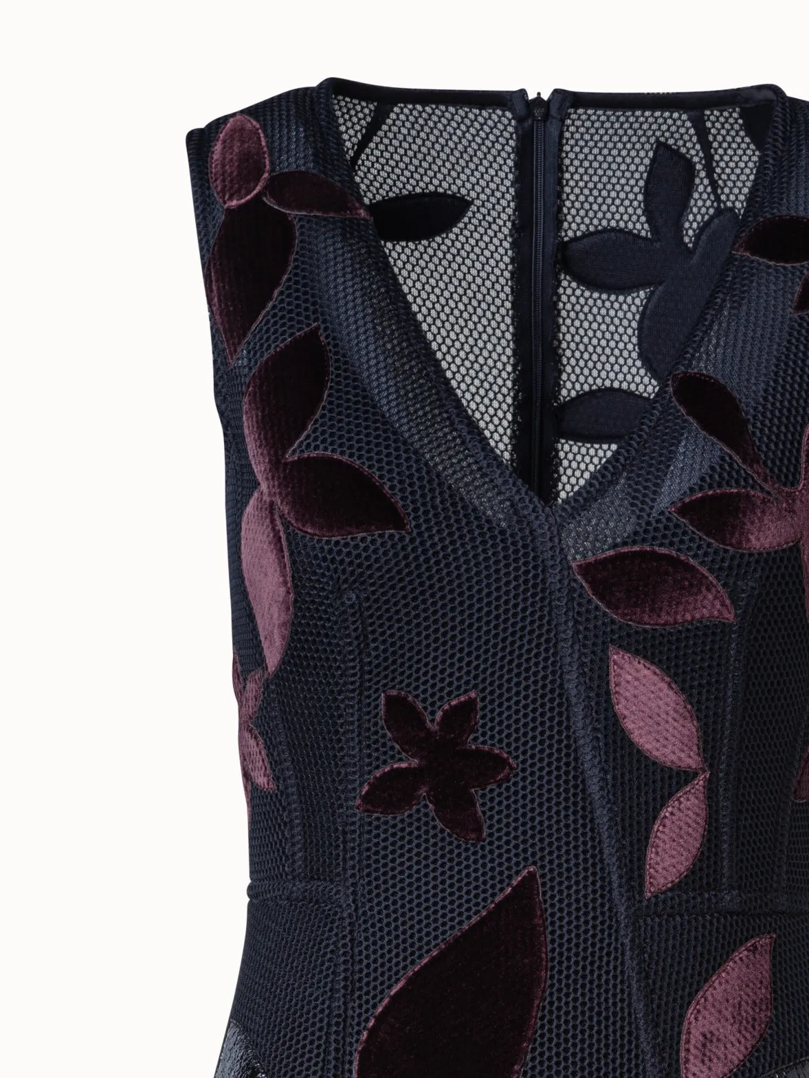Techno Grid Maxi Dress with Abraham Flower Embellishment