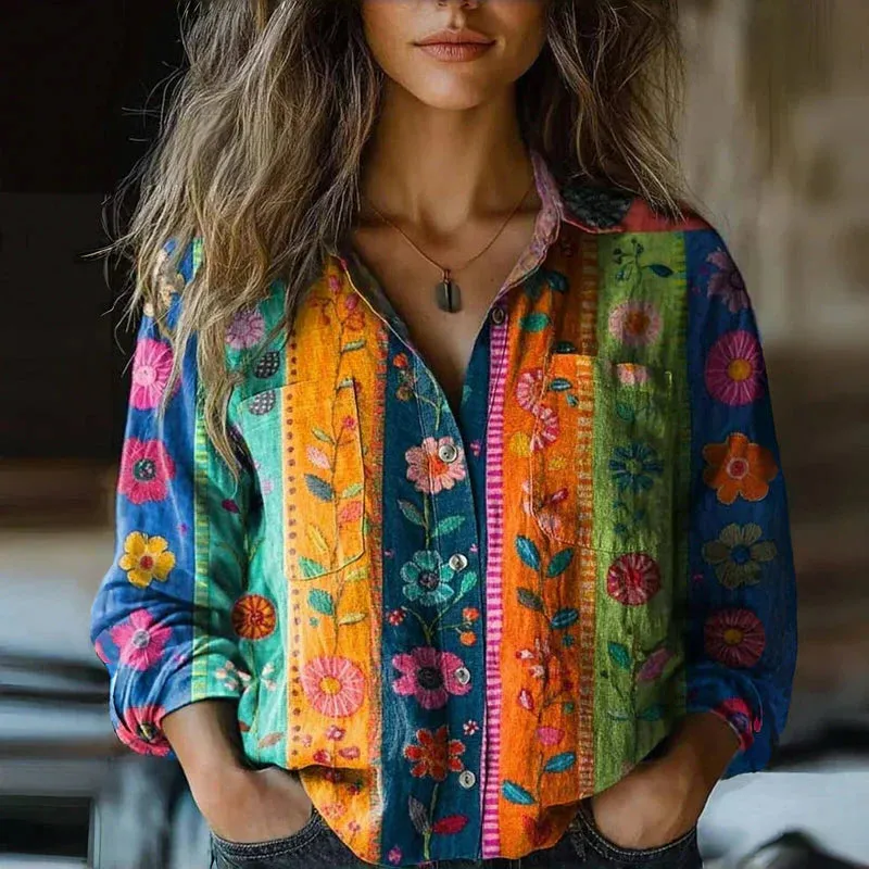 The Ayla™ | Printed Vintage Blouse