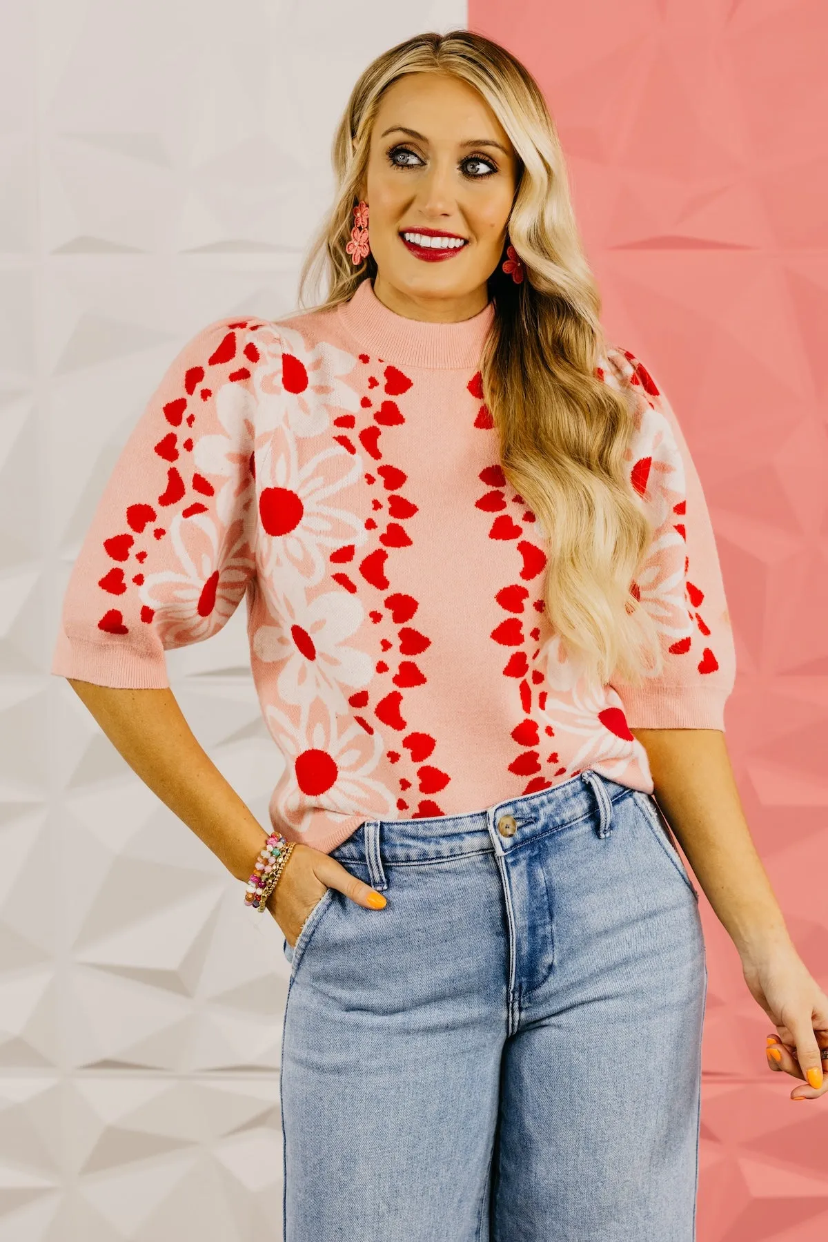The Zayd Floral & Heart Sweater Top