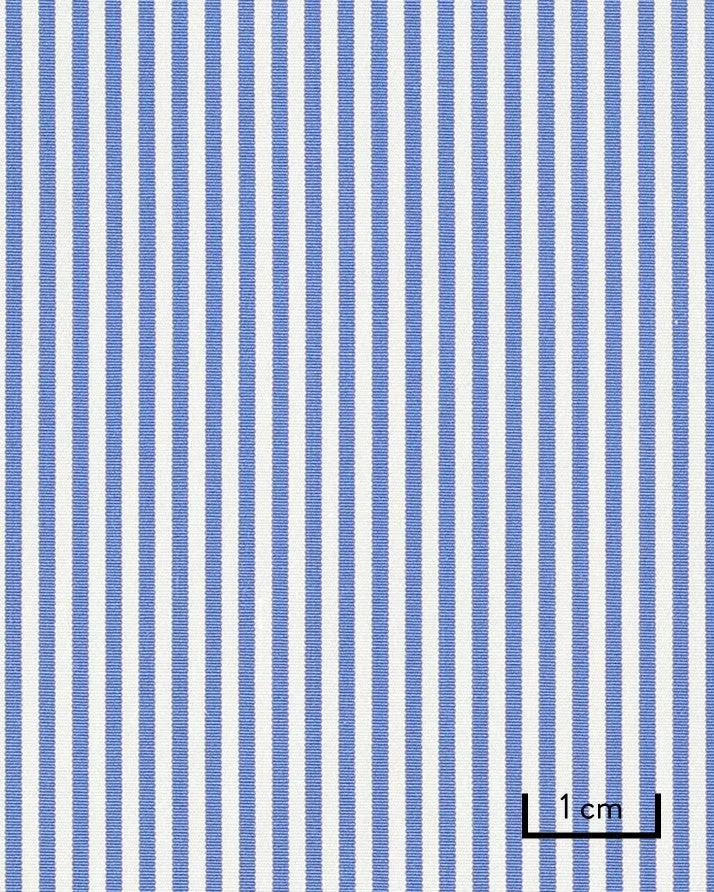 Thomas Mason Blue Poplin 120s Fine Bengal Stripe