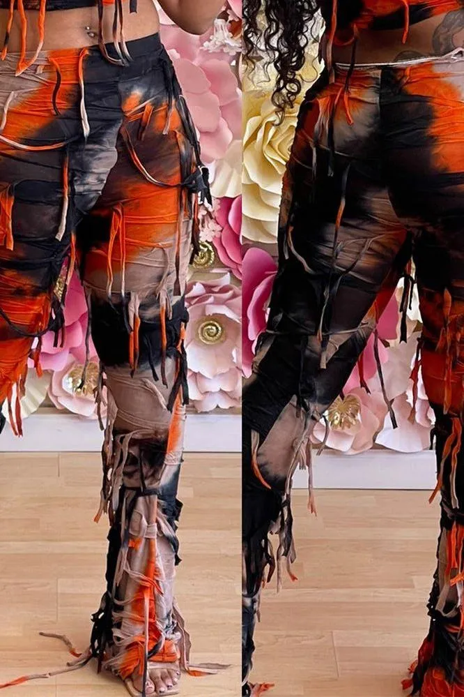 Tie-Dye Tassel Beggar American Pants