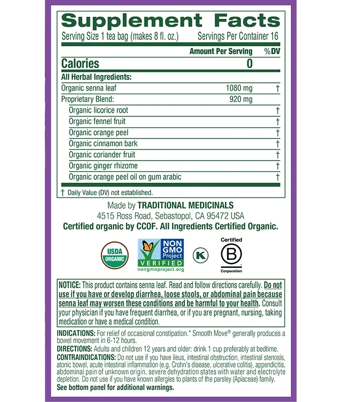 Traditional Medicinals - Organic Smooth Move® Tea, 16 Bags