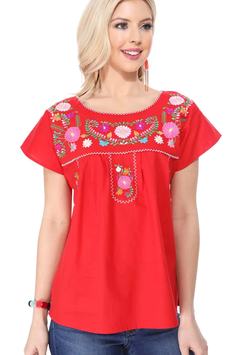 Traditional Mexican Women Blouse S-M-L-XL-2XL-3XL