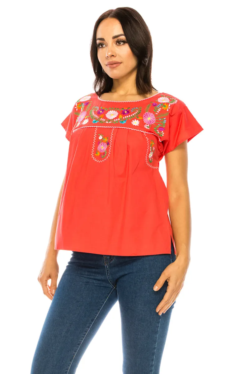 Traditional Mexican Women Blouse S-M-L-XL-2XL-3XL
