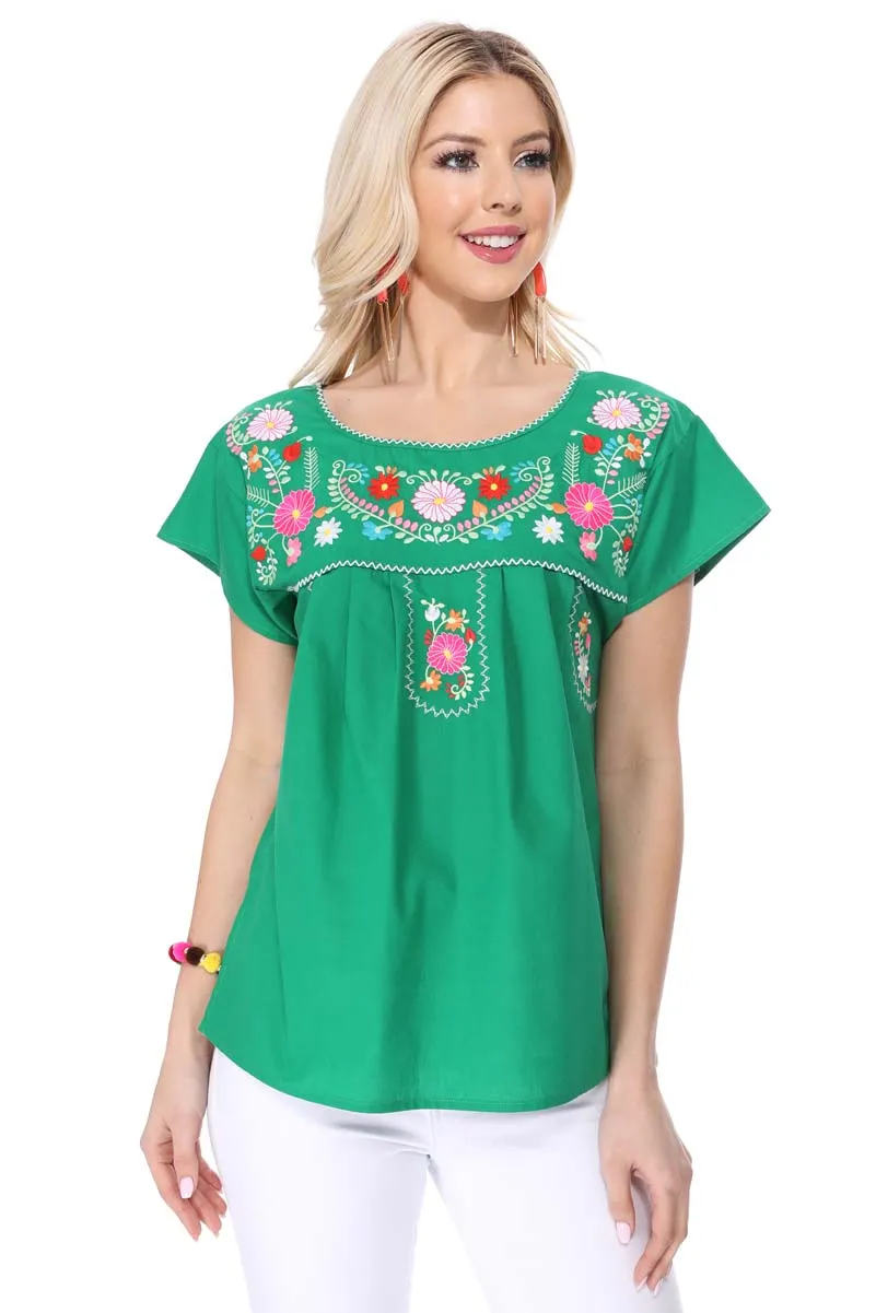 Traditional Mexican Women Blouse S-M-L-XL-2XL-3XL