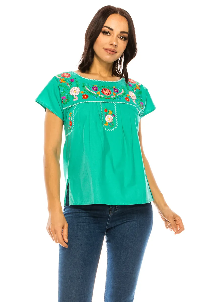 Traditional Mexican Women Blouse S-M-L-XL-2XL-3XL