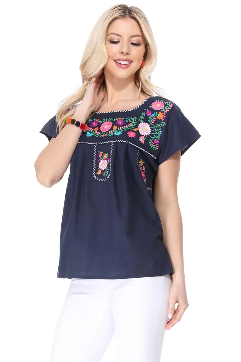 Traditional Mexican Women Blouse S-M-L-XL-2XL-3XL