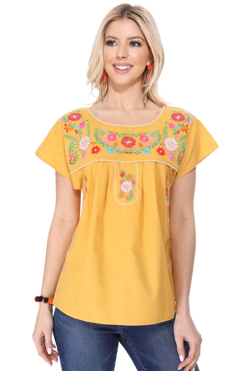 Traditional Mexican Women Blouse S-M-L-XL-2XL-3XL