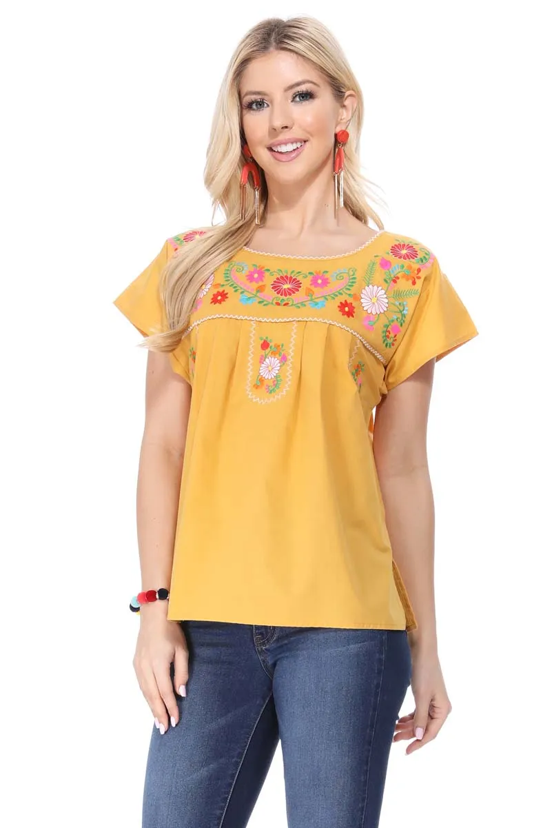 Traditional Mexican Women Blouse S-M-L-XL-2XL-3XL