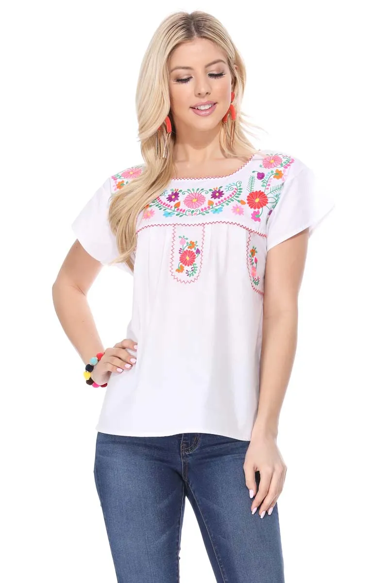 Traditional Mexican Women Blouse S-M-L-XL-2XL-3XL