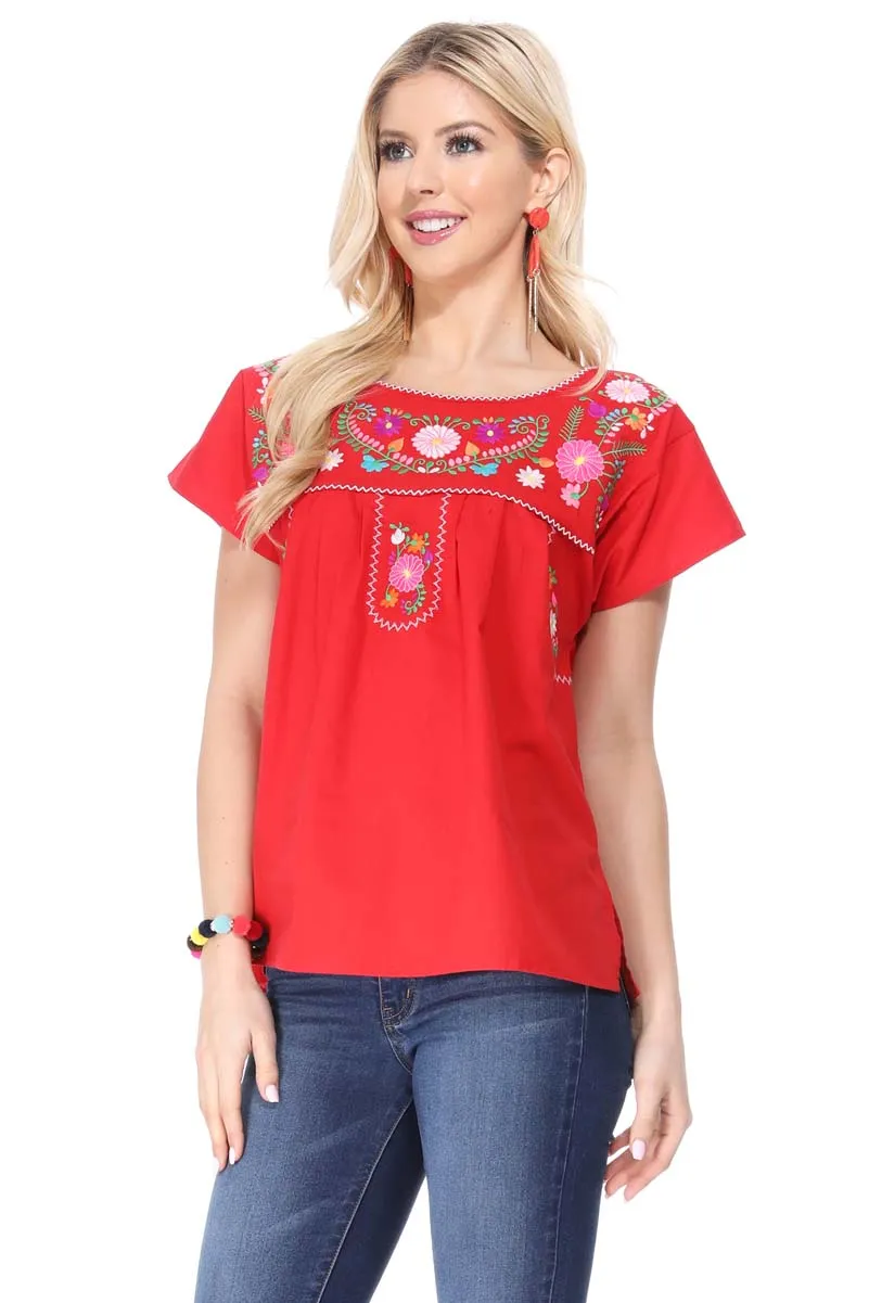 Traditional Mexican Women Blouse S-M-L-XL-2XL-3XL