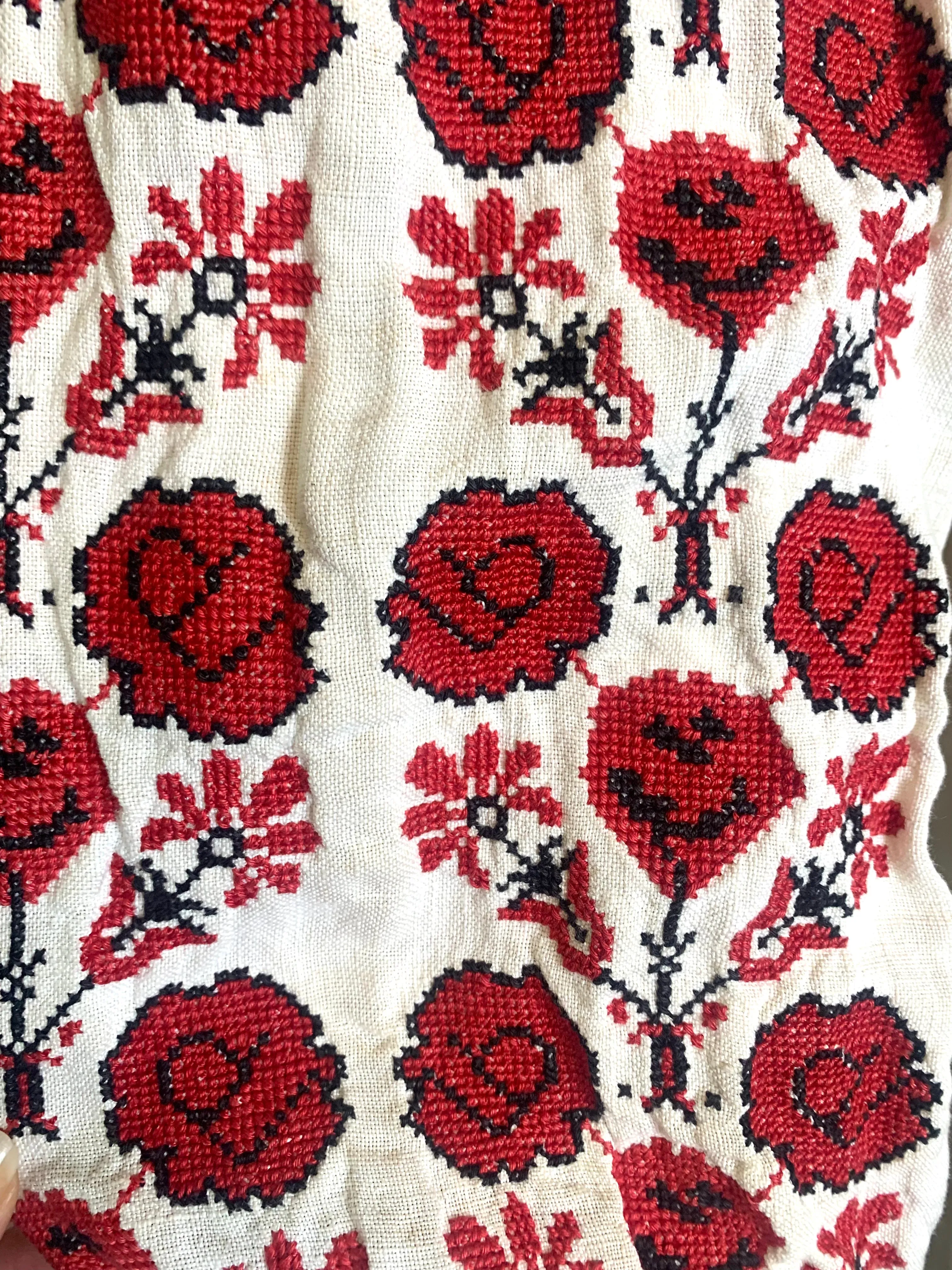 Traditonal Ukranian 1920s Red Cross Stitch Vyshyvanka Dress