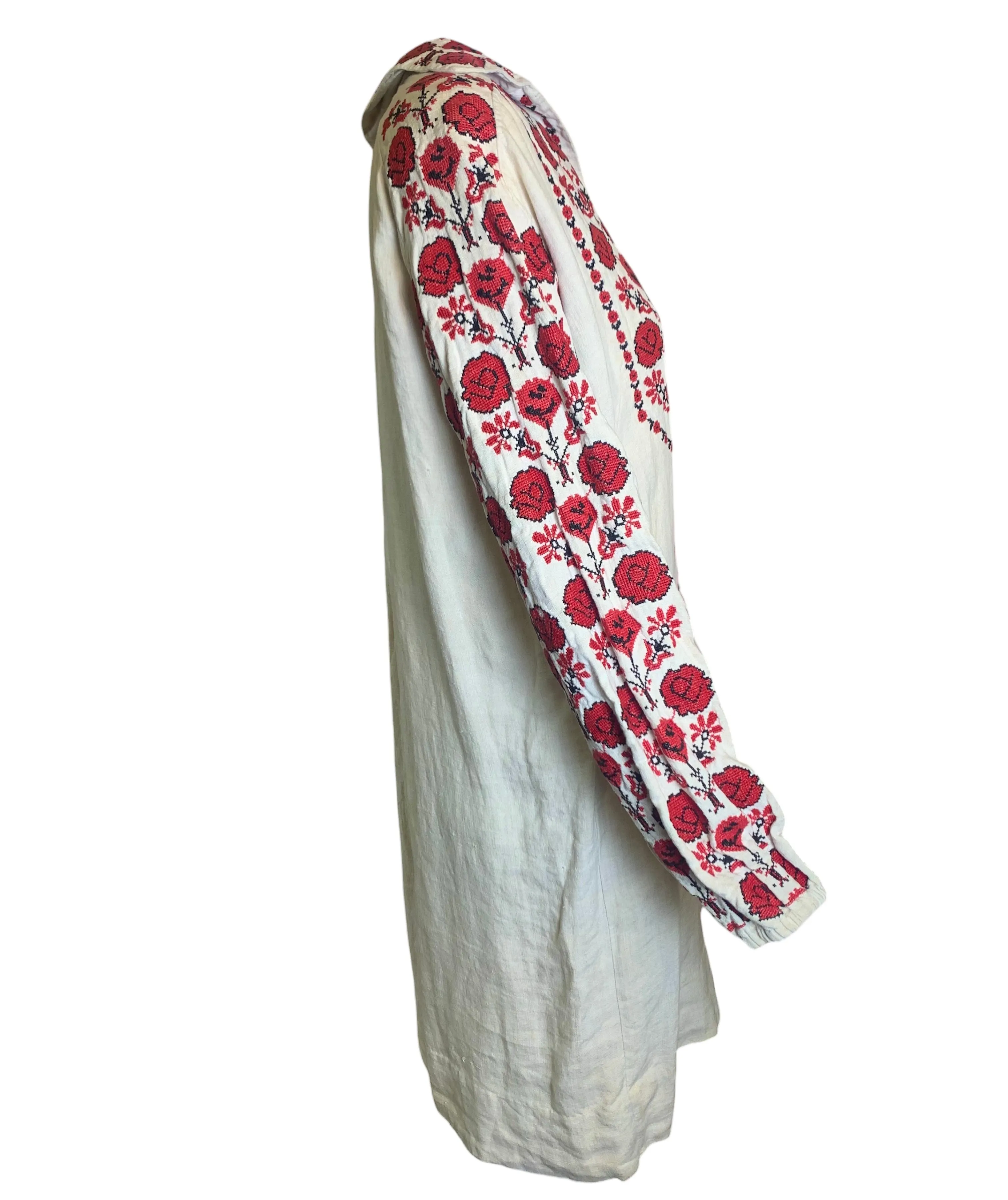 Traditonal Ukranian 1920s Red Cross Stitch Vyshyvanka Dress