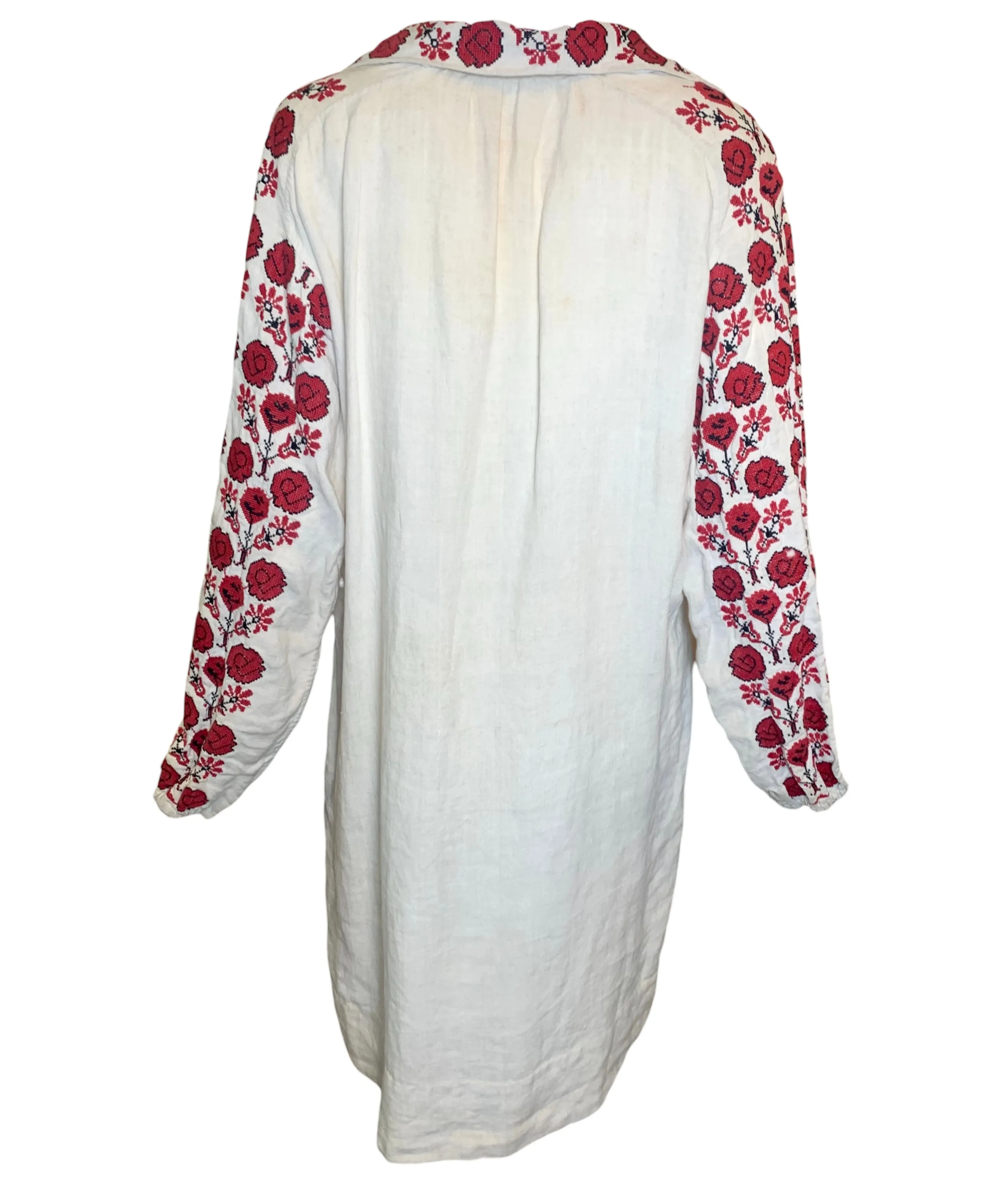 Traditonal Ukranian 1920s Red Cross Stitch Vyshyvanka Dress