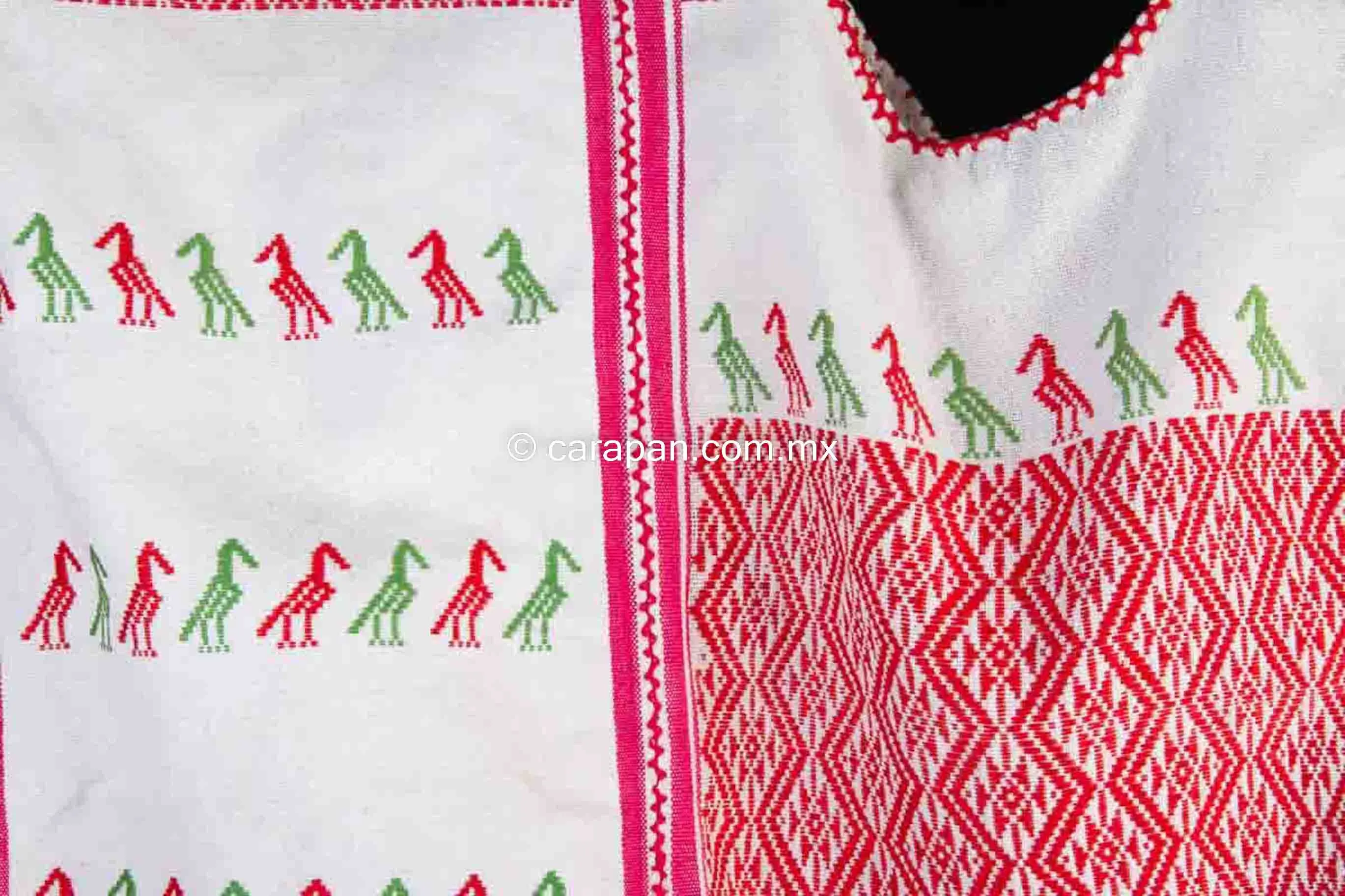 Tricolor Huipil Dress Textile Backstrap Loomed in Guerrero