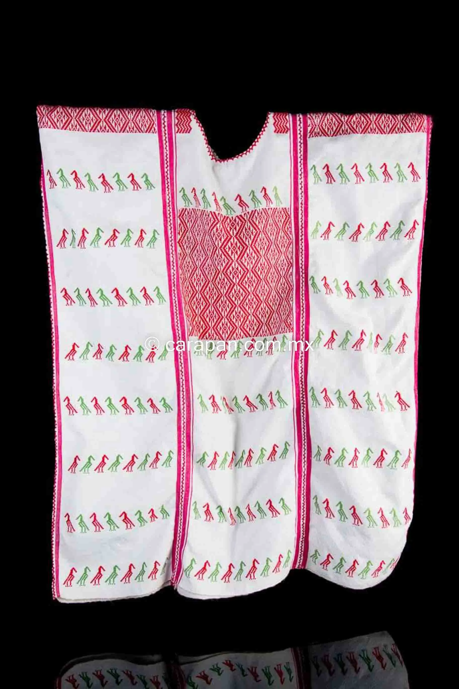 Tricolor Huipil Dress Textile Backstrap Loomed in Guerrero