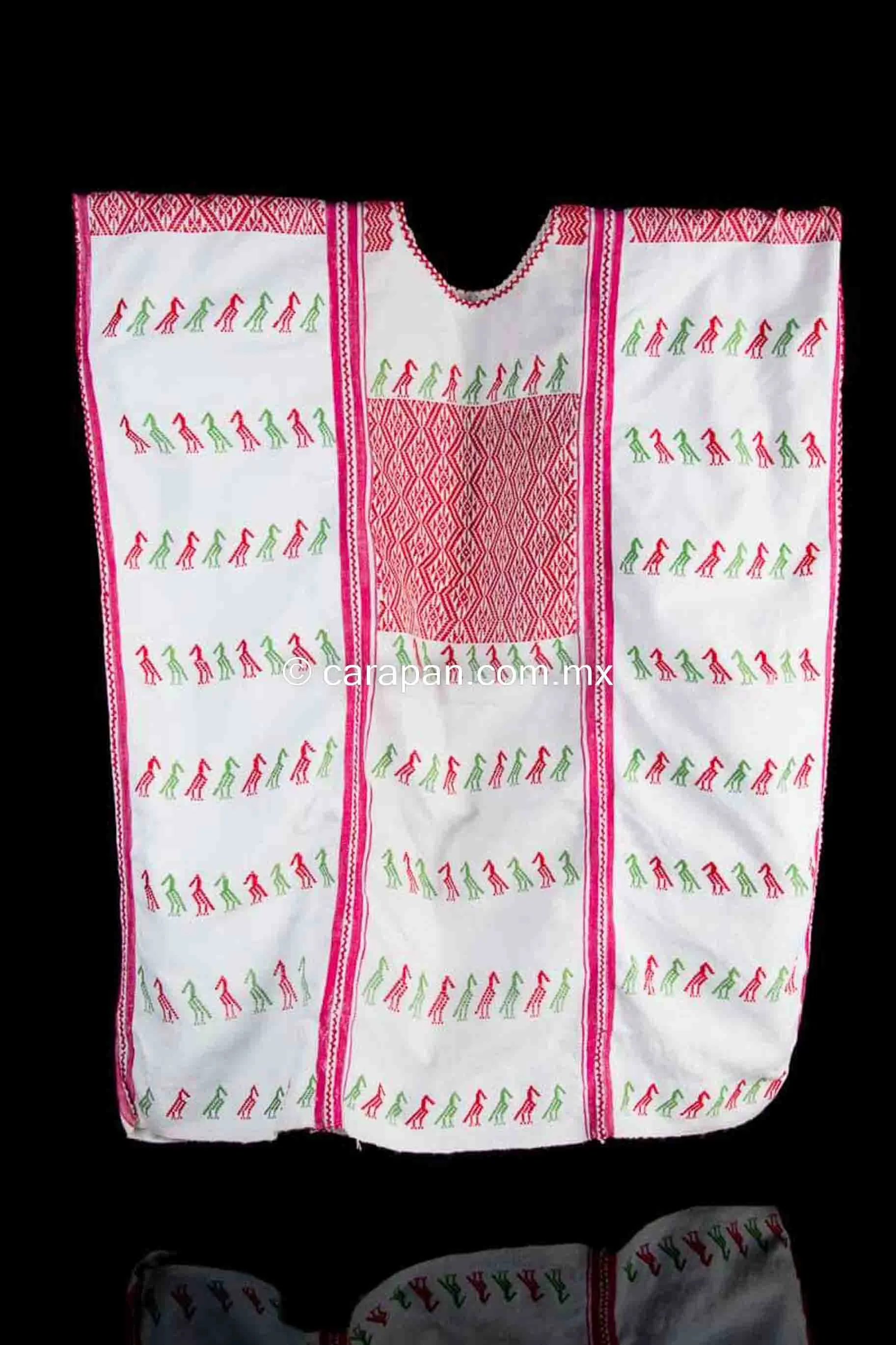 Tricolor Huipil Dress Textile Backstrap Loomed in Guerrero