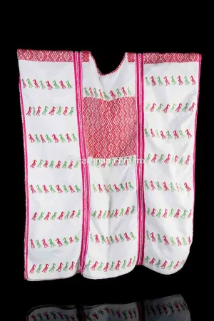 Tricolor Huipil Dress Textile Backstrap Loomed in Guerrero