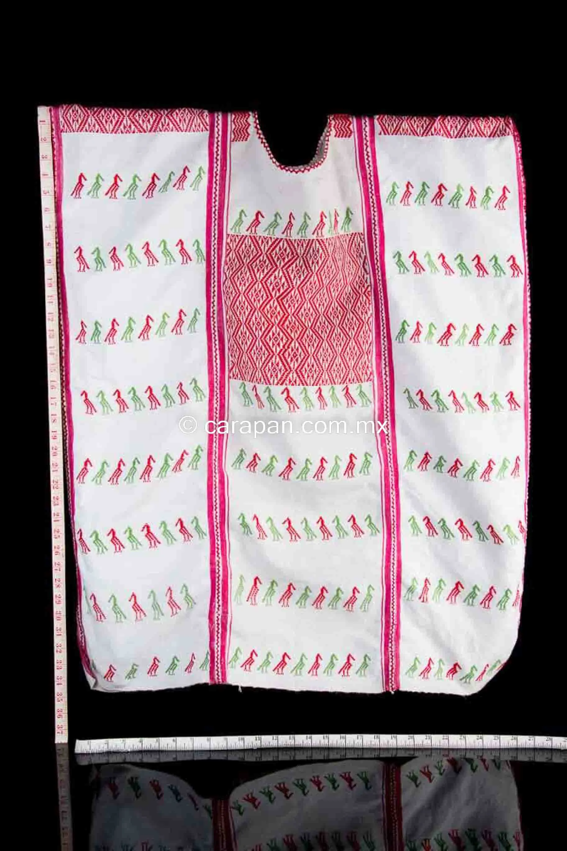 Tricolor Huipil Dress Textile Backstrap Loomed in Guerrero