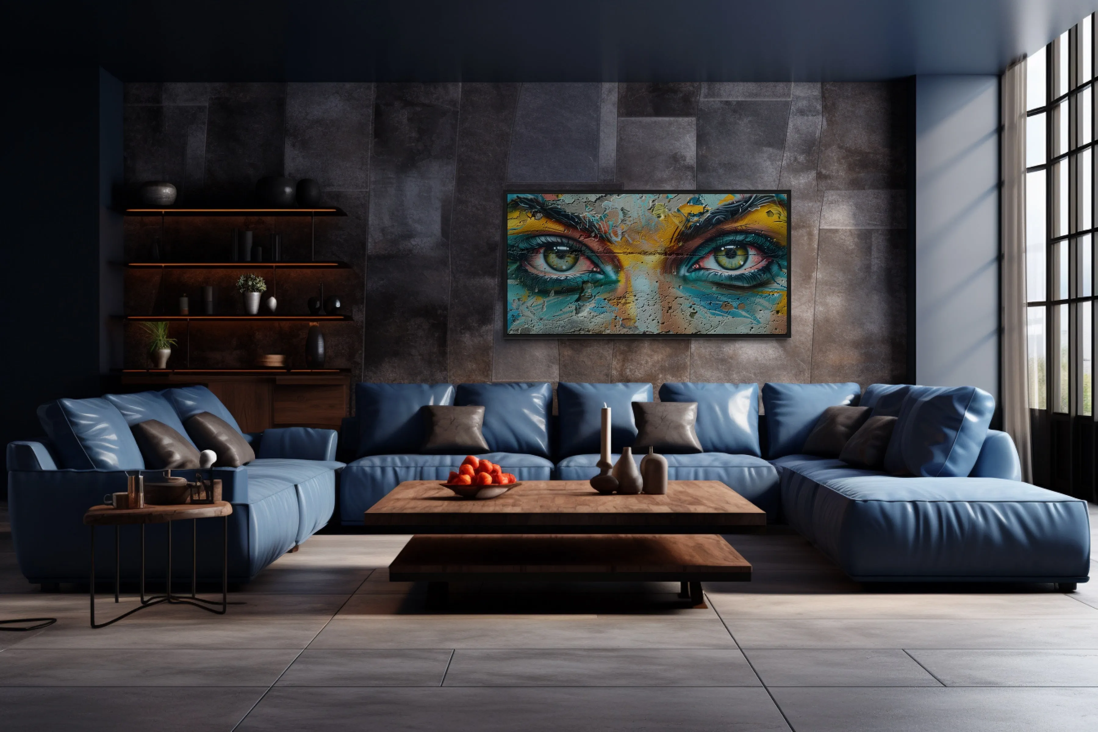 Trippy Eyes Graffiti  Painting Framed Large Canvas Wall Decor
