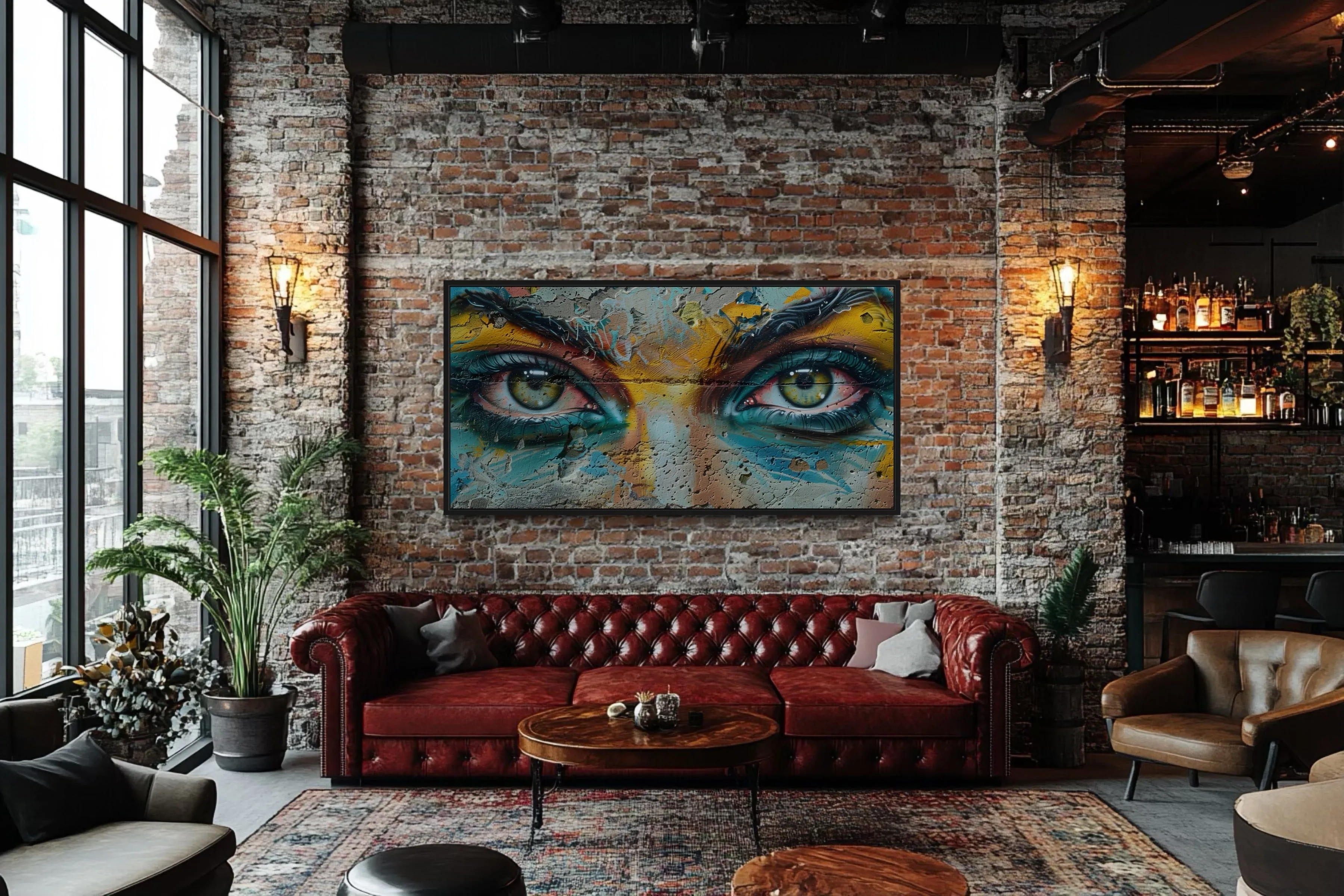 Trippy Eyes Graffiti  Painting Framed Large Canvas Wall Decor
