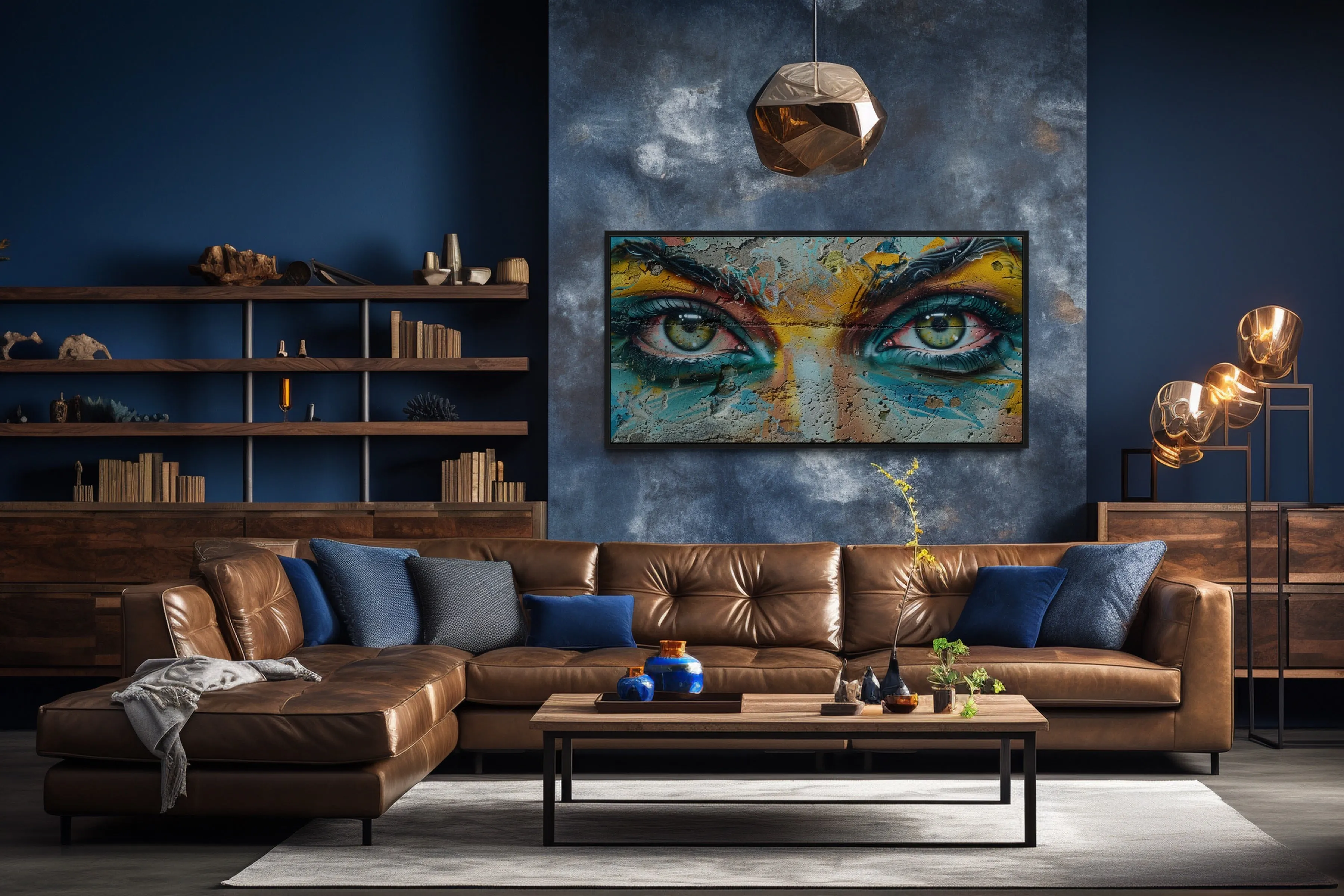 Trippy Eyes Graffiti  Painting Framed Large Canvas Wall Decor