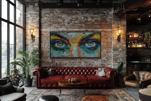 Trippy Eyes Graffiti  Painting Framed Large Canvas Wall Decor