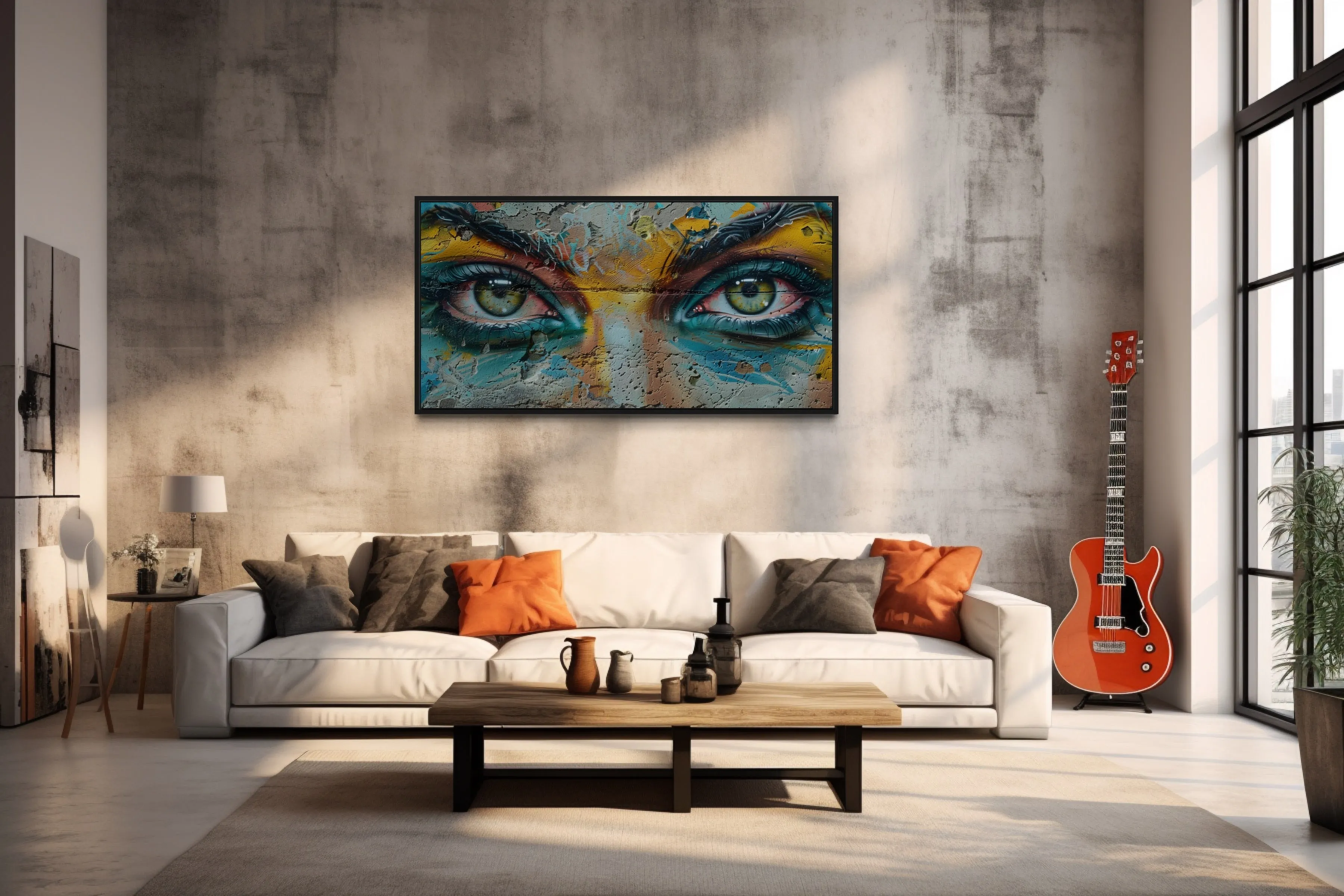 Trippy Eyes Graffiti  Painting Framed Large Canvas Wall Decor