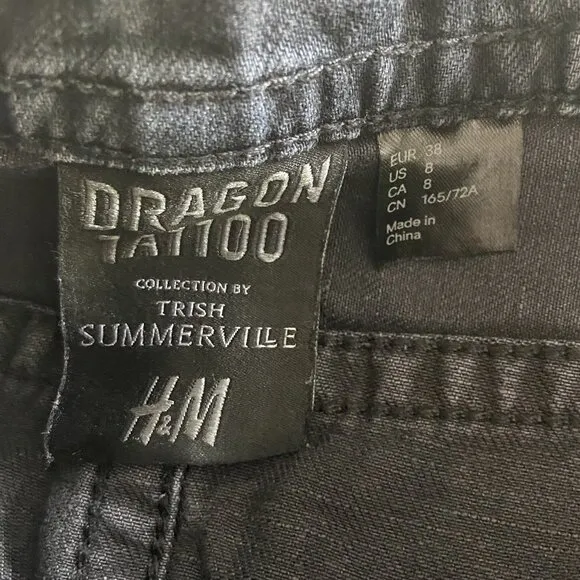 Trish Summerville for H&amp;M Dragon Tattoo Denim Mini Skirt
