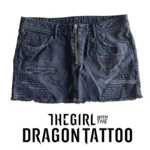 Trish Summerville for H&amp;M Dragon Tattoo Denim Mini Skirt